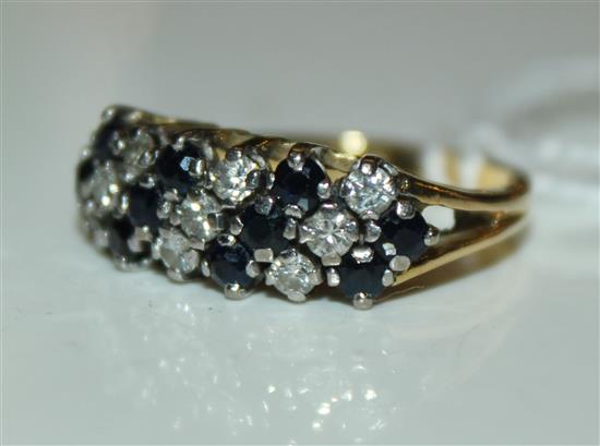 18ct gold, sapphire and diamond ring, size L(-)